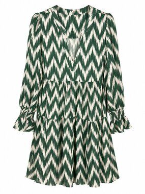 NWOT Pomander Place Green Ikat Kenzo V Neck Mini Dress XL